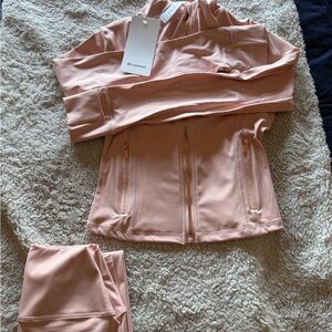 Lululemon Matching Set Size 6 - Soft Pink Zip Jacket + Leggings NWT